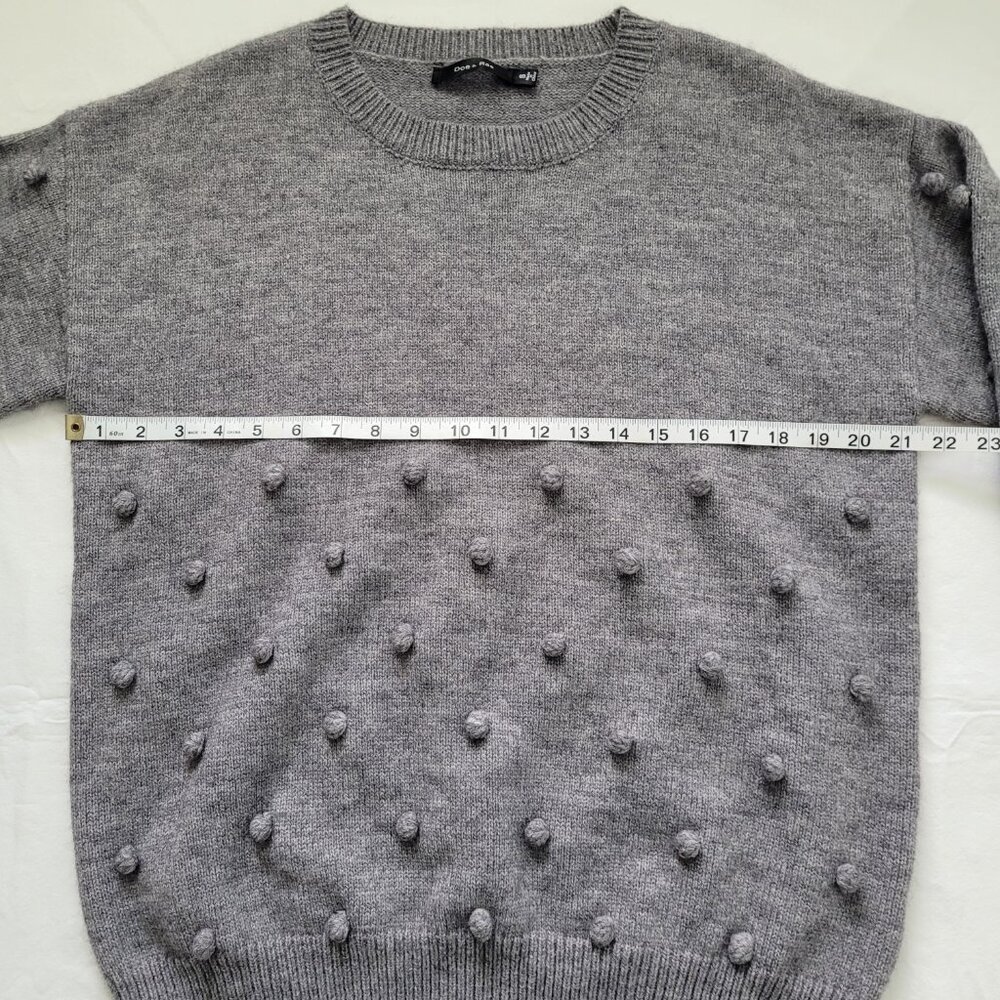 Doe & Rae Pom Pom Pullover Sweater Gray Womens Small Cottagecore Boho NWT - Picture 8 of 9